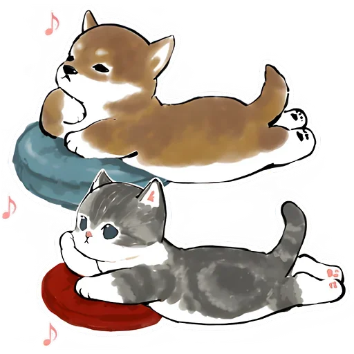 Sticker from the "Шиба и Нян котик" sticker pack