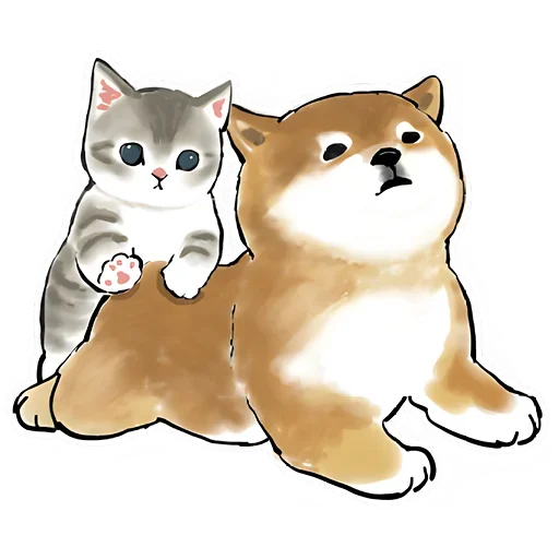 Sticker from the "Шиба и Нян котик" sticker pack