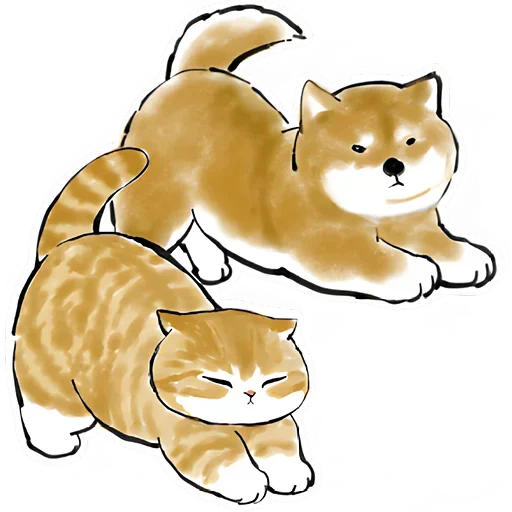 Sticker from the "Шиба и Нян котик" sticker pack