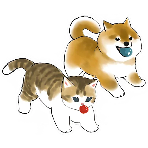 Sticker from the "Шиба и Нян котик" sticker pack