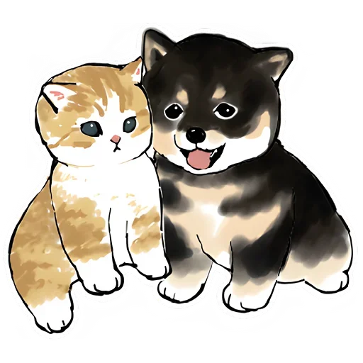 Sticker from the "Шиба и Нян котик" sticker pack