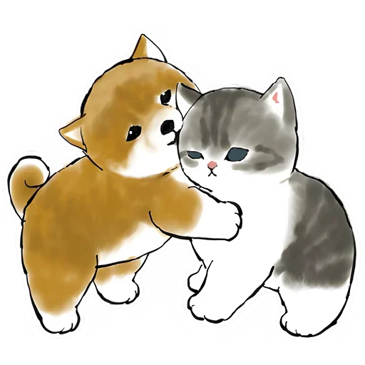 Sticker from the "Шиба и Нян котик" sticker pack