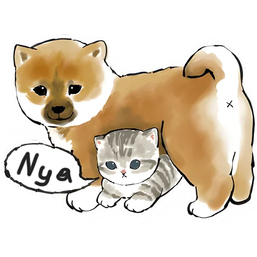 Sticker from the "Шиба и Нян котик" sticker pack