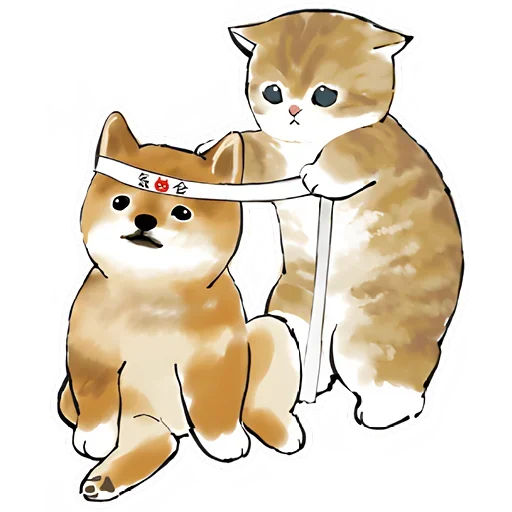 Sticker from the "Шиба и Нян котик" sticker pack