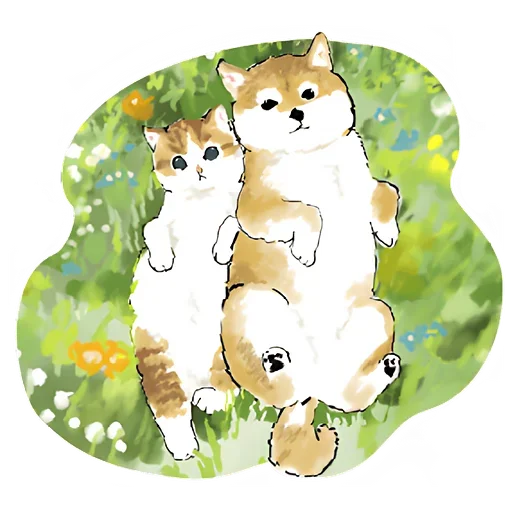 Sticker from the "Шиба и Нян котик" sticker pack