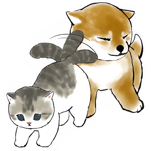 Sticker from the "Шиба и Нян котик" sticker pack