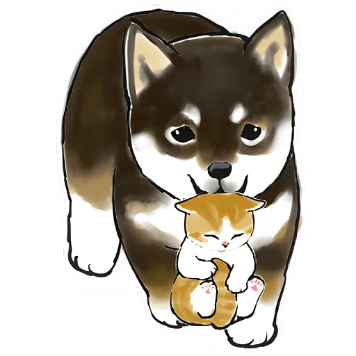 Sticker from the "Шиба и Нян котик" sticker pack