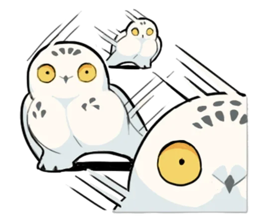 Sticker Energetic Snowy Owls