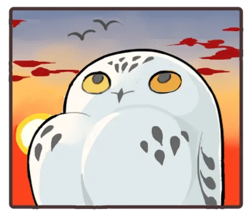 Стикер из набора "Energetic Snowy Owls"