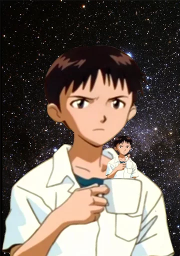 Sticker SHINJI WITH A FUCKING CUP