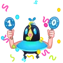 Sticker from the "🎂 10 Years of Telegram" sticker pack