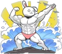 Telegram sticker pack "Rabbo the Muscle Rabbit"